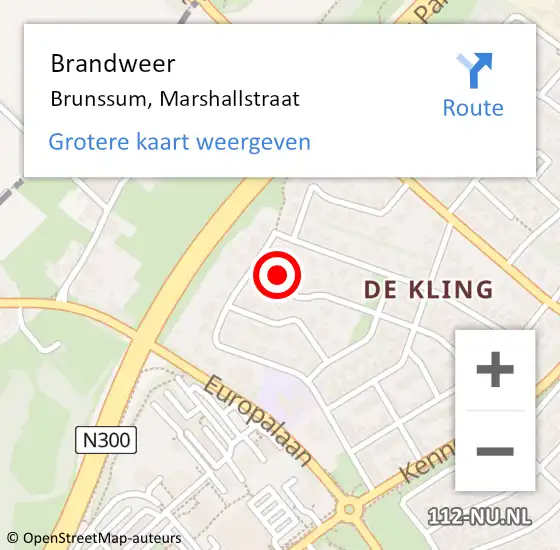 Locatie op kaart van de 112 melding: Brandweer Brunssum, Marshallstraat op 26 februari 2015 23:34