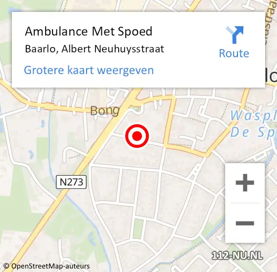 Locatie op kaart van de 112 melding: Ambulance Met Spoed Naar Baarlo, Albert Neuhuysstraat op 27 februari 2015 00:27