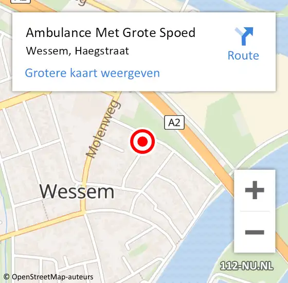 Locatie op kaart van de 112 melding: Ambulance Met Grote Spoed Naar Wessem, Haegstraat op 27 februari 2015 01:01