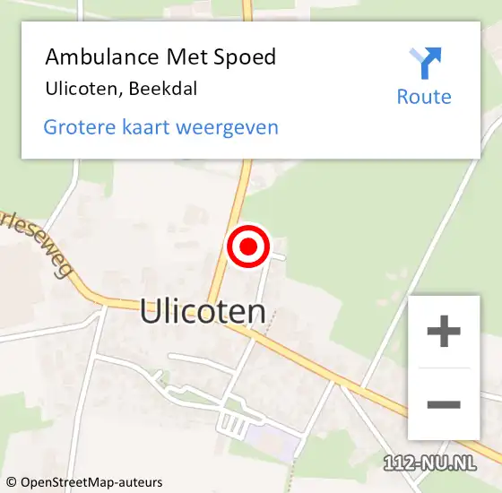 Locatie op kaart van de 112 melding: Ambulance Met Spoed Naar Ulicoten, Beekdal op 27 februari 2015 01:45