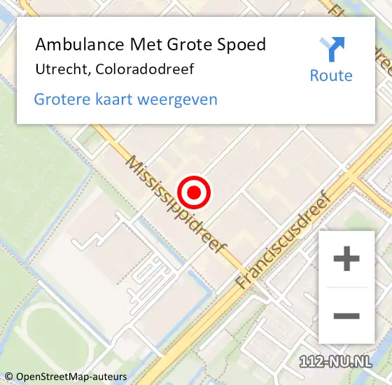 Locatie op kaart van de 112 melding: Ambulance Met Grote Spoed Naar Utrecht, Coloradodreef op 27 februari 2015 02:47