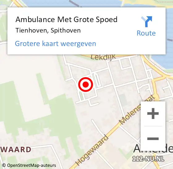 Locatie op kaart van de 112 melding: Ambulance Met Grote Spoed Naar Tienhoven, Spithoven op 27 februari 2015 06:07