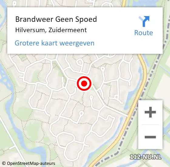 Locatie op kaart van de 112 melding: Brandweer Geen Spoed Naar Hilversum, Zuidermeent op 27 februari 2015 06:12