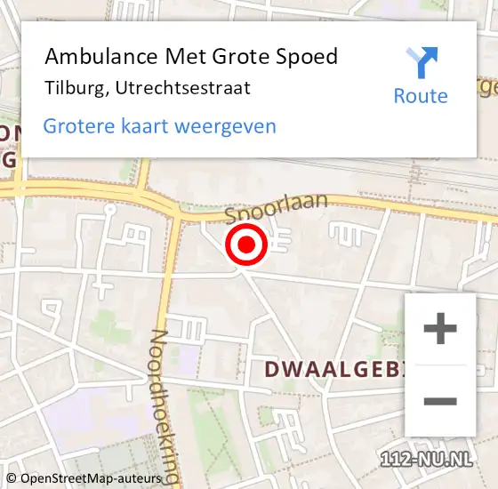 Locatie op kaart van de 112 melding: Ambulance Met Grote Spoed Naar Tilburg, Utrechtsestraat op 27 februari 2015 06:41