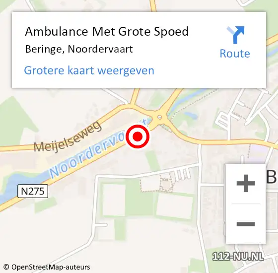 Locatie op kaart van de 112 melding: Ambulance Met Grote Spoed Naar Beringe, Noordervaart op 27 februari 2015 06:55