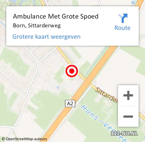 Locatie op kaart van de 112 melding: Ambulance Met Grote Spoed Naar Born, Sittarderweg op 31 oktober 2013 08:12