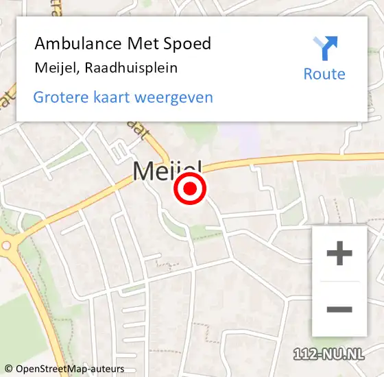 Locatie op kaart van de 112 melding: Ambulance Met Spoed Naar Meijel, Raadhuisplein op 27 februari 2015 09:41