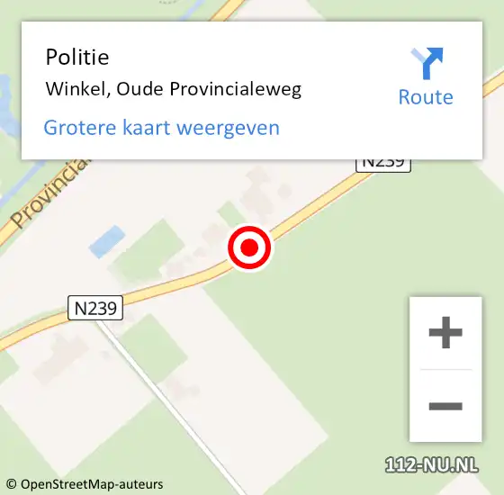 Locatie op kaart van de 112 melding: Politie Winkel, Oude Provincialeweg op 27 februari 2015 09:44