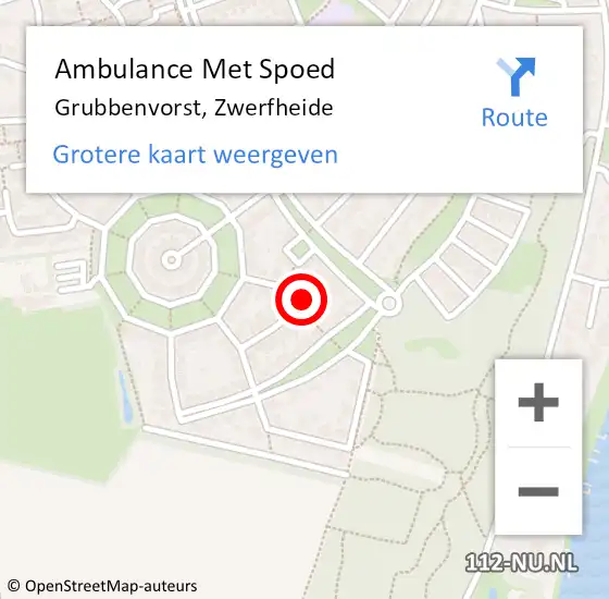 Locatie op kaart van de 112 melding: Ambulance Met Spoed Naar Grubbenvorst, Zwerfheide op 27 februari 2015 10:05