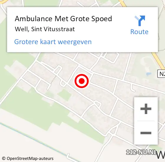 Locatie op kaart van de 112 melding: Ambulance Met Grote Spoed Naar Well, Sint Vitusstraat op 27 februari 2015 10:05