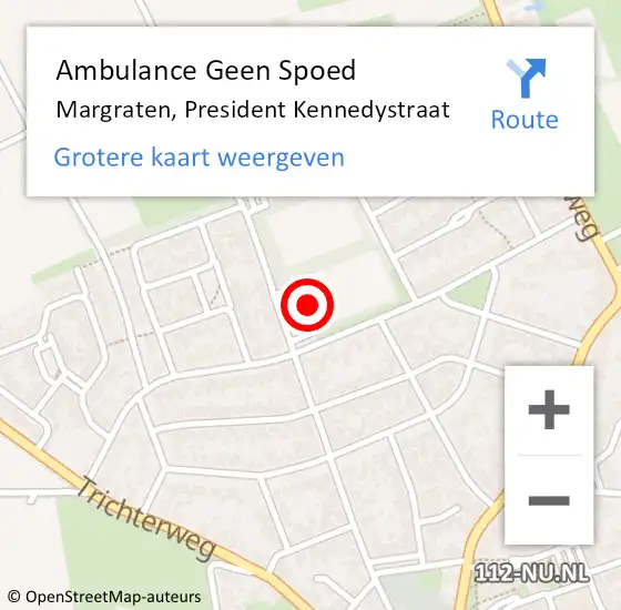 Locatie op kaart van de 112 melding: Ambulance Geen Spoed Naar Margraten, President Kennedystraat op 27 februari 2015 12:00