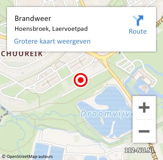 Locatie op kaart van de 112 melding: Brandweer Hoensbroek, Laervoetpad op 27 februari 2015 12:04