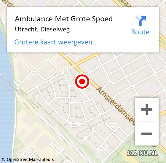 Locatie op kaart van de 112 melding: Ambulance Met Grote Spoed Naar Utrecht, Dieselweg op 27 februari 2015 12:23