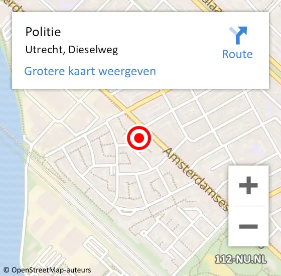 Locatie op kaart van de 112 melding: Politie Utrecht, Dieselweg op 27 februari 2015 12:26