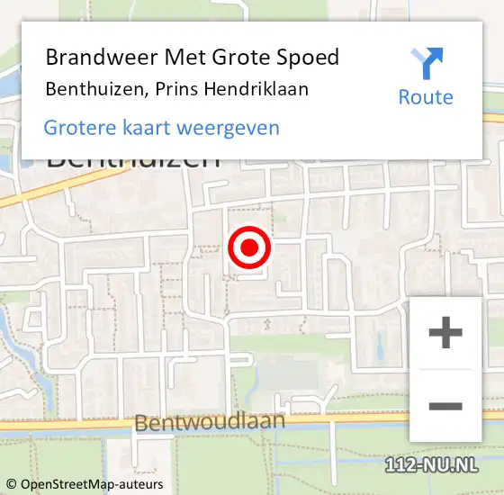 Locatie op kaart van de 112 melding: Brandweer Met Grote Spoed Naar Benthuizen, Prins Hendriklaan op 27 februari 2015 12:53