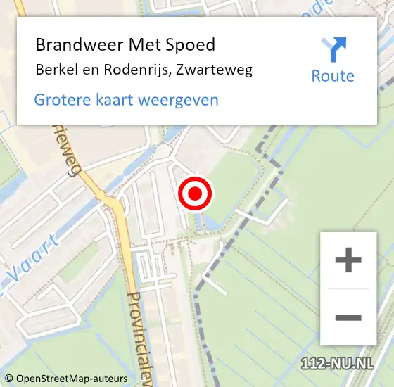 Locatie op kaart van de 112 melding: Brandweer Met Spoed Naar Berkel en Rodenrijs, Zwarteweg op 27 februari 2015 14:05