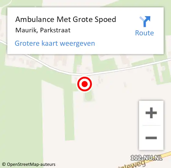 Locatie op kaart van de 112 melding: Ambulance Met Grote Spoed Naar Maurik, Parkstraat op 27 februari 2015 14:24