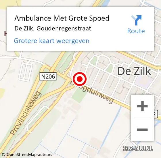 Locatie op kaart van de 112 melding: Ambulance Met Grote Spoed Naar De Zilk, Goudenregenstraat op 27 februari 2015 14:39