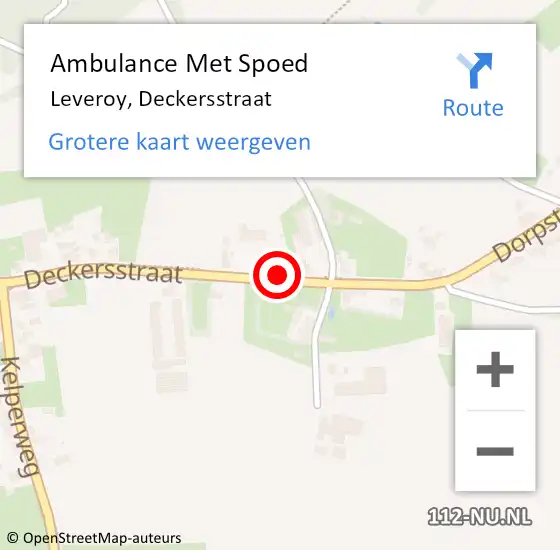 Locatie op kaart van de 112 melding: Ambulance Met Spoed Naar Leveroy, Deckersstraat op 27 februari 2015 14:55