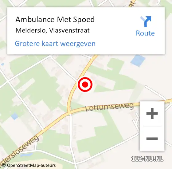 Locatie op kaart van de 112 melding: Ambulance Met Spoed Naar Melderslo, Vlasvenstraat op 27 februari 2015 15:07