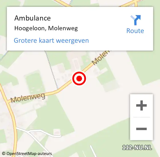 Locatie op kaart van de 112 melding: Ambulance Hoogeloon, Molenweg op 27 februari 2015 15:08