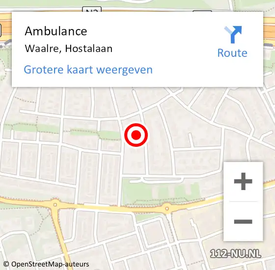 Locatie op kaart van de 112 melding: Ambulance Waalre, Hostalaan op 27 februari 2015 15:18