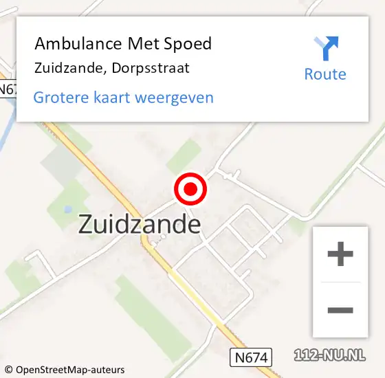 Locatie op kaart van de 112 melding: Ambulance Met Spoed Naar Zuidzande, Dorpsstraat op 27 februari 2015 15:47