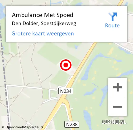 Locatie op kaart van de 112 melding: Ambulance Met Spoed Naar Den Dolder, Soestdijkerweg op 27 februari 2015 16:14