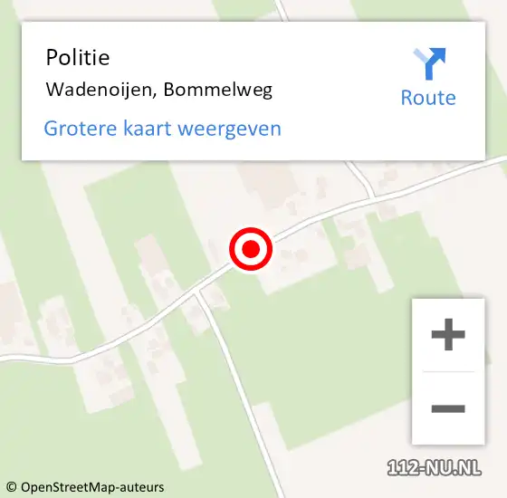 Locatie op kaart van de 112 melding: Politie Wadenoijen, Bommelweg op 27 februari 2015 16:14