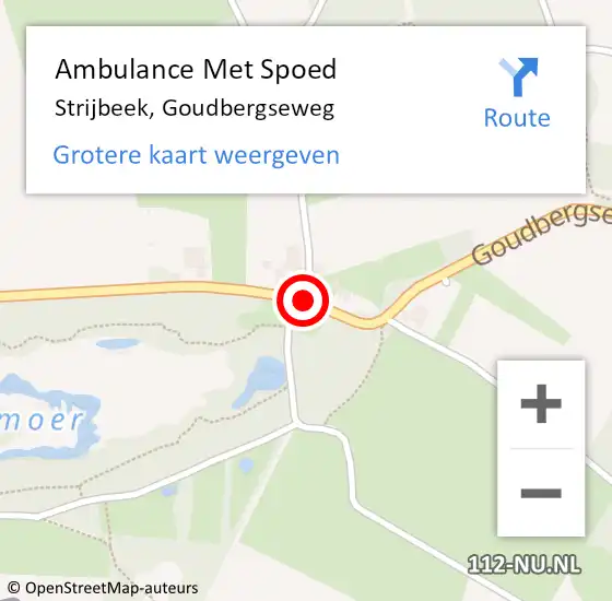 Locatie op kaart van de 112 melding: Ambulance Met Spoed Naar Strijbeek, Goudbergseweg op 11 september 2013 11:56