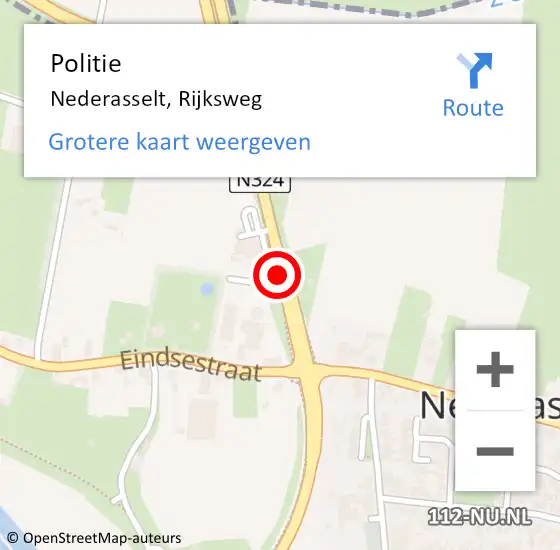 Locatie op kaart van de 112 melding: Politie Nederasselt, Rijksweg op 27 februari 2015 16:49