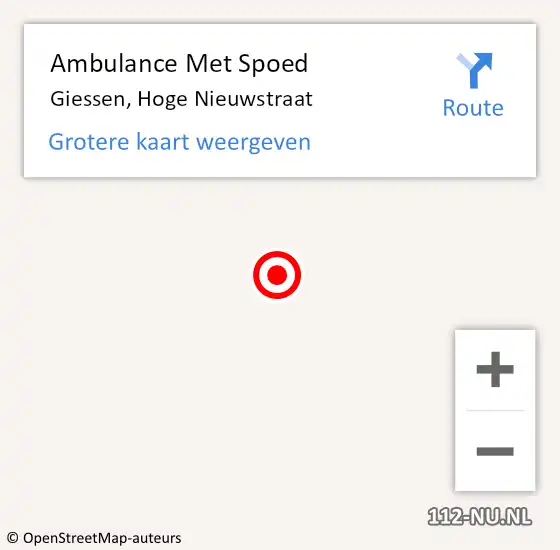 Locatie op kaart van de 112 melding: Ambulance Met Spoed Naar Giessen, Hoge Nieuwstraat op 27 februari 2015 17:17