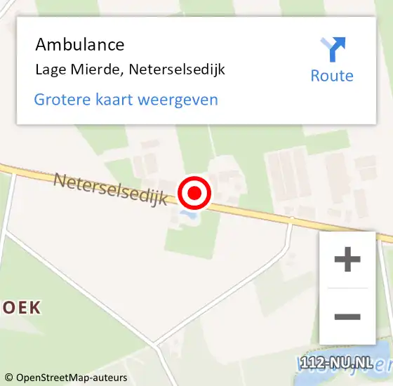 Locatie op kaart van de 112 melding: Ambulance Lage Mierde, Neterselsedijk op 27 februari 2015 17:22