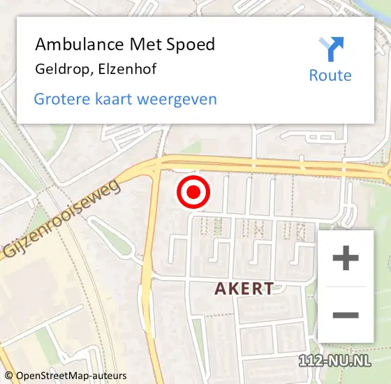 Locatie op kaart van de 112 melding: Ambulance Met Spoed Naar Geldrop, Elzenhof op 27 februari 2015 17:24