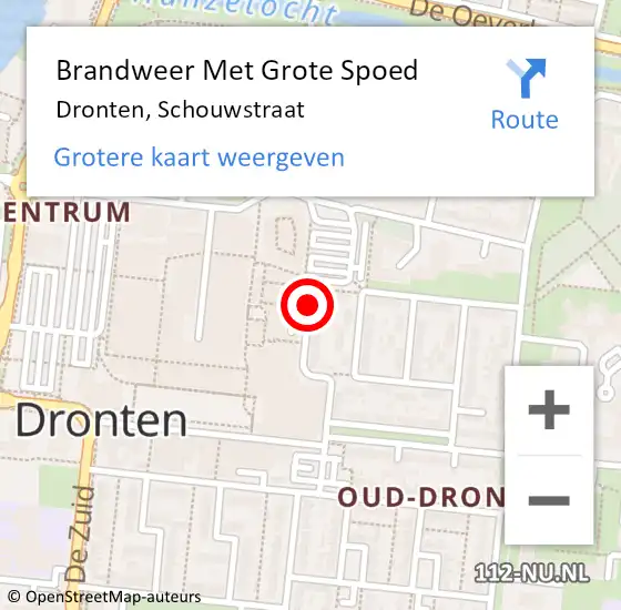 Locatie op kaart van de 112 melding: Brandweer Met Grote Spoed Naar Dronten, Schouwstraat op 27 februari 2015 17:45