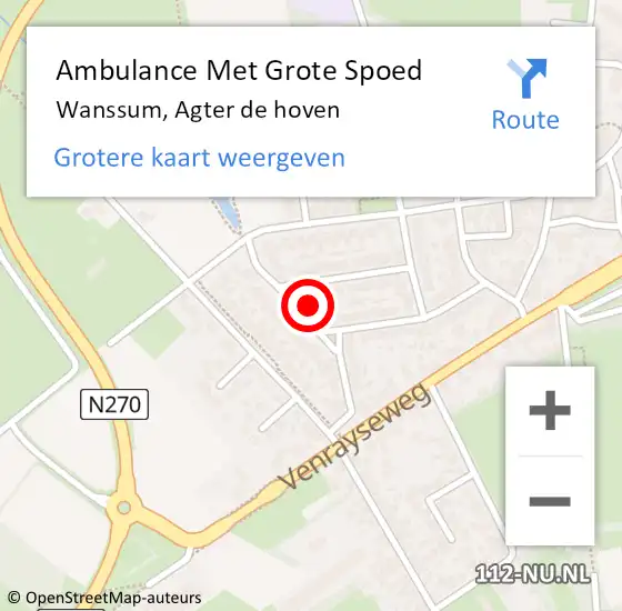 Locatie op kaart van de 112 melding: Ambulance Met Grote Spoed Naar Wanssum, Agter de hoven op 27 februari 2015 18:13