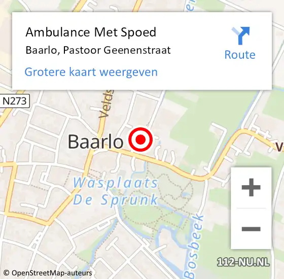 Locatie op kaart van de 112 melding: Ambulance Met Spoed Naar Baarlo, Pastoor Geenenstraat op 27 februari 2015 18:31