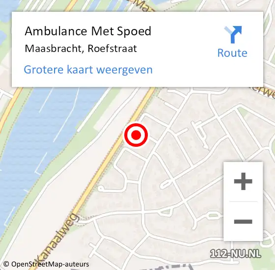 Locatie op kaart van de 112 melding: Ambulance Met Spoed Naar Maasbracht, Roefstraat op 27 februari 2015 18:59