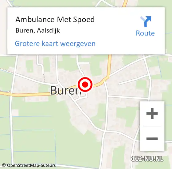 Locatie op kaart van de 112 melding: Ambulance Met Spoed Naar Buren, Aalsdijk op 27 februari 2015 19:15