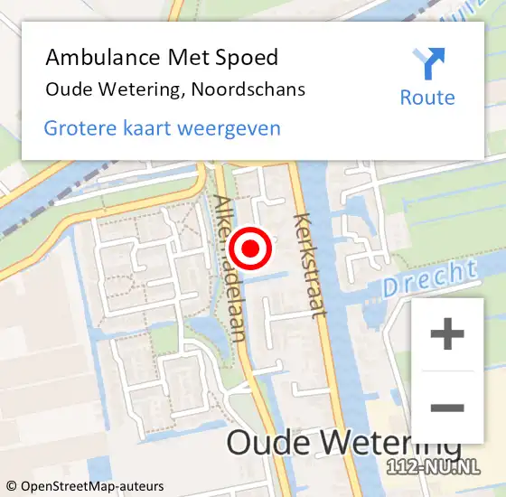 Locatie op kaart van de 112 melding: Ambulance Met Spoed Naar Oude Wetering, Noordschans op 27 februari 2015 20:21