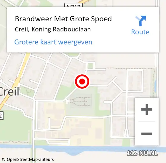 Locatie op kaart van de 112 melding: Brandweer Met Grote Spoed Naar Creil, Koning Radboudlaan op 27 februari 2015 20:52