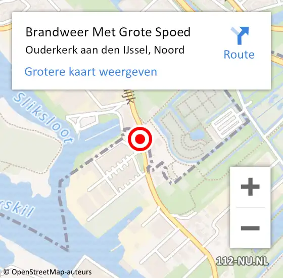 Locatie op kaart van de 112 melding: Brandweer Met Grote Spoed Naar Ouderkerk aan den IJssel, Noord op 31 oktober 2013 09:12