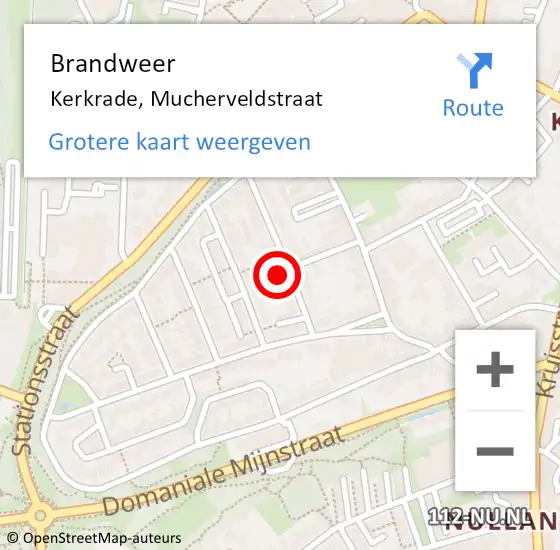 Locatie op kaart van de 112 melding: Brandweer Kerkrade, Mucherveldstraat op 27 februari 2015 22:43