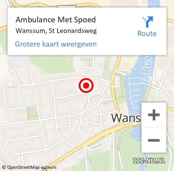 Locatie op kaart van de 112 melding: Ambulance Met Spoed Naar Wanssum, St Leonardsweg op 27 februari 2015 23:08