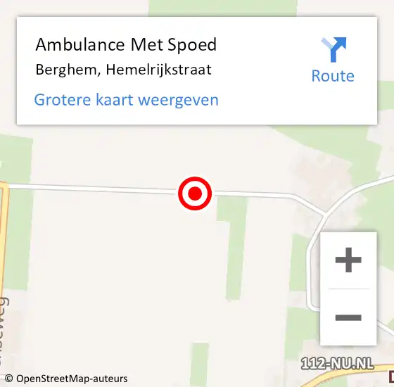 Locatie op kaart van de 112 melding: Ambulance Met Spoed Naar Berghem, Hemelrijkstraat op 27 februari 2015 23:08