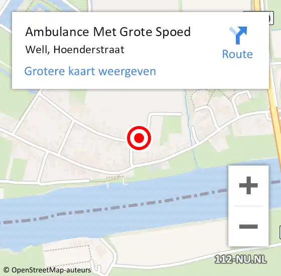 Locatie op kaart van de 112 melding: Ambulance Met Grote Spoed Naar Well, Hoenderstraat op 28 februari 2015 00:05