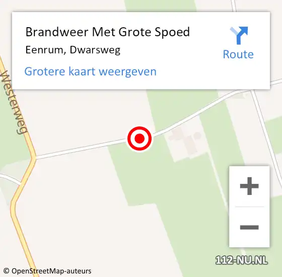 Locatie op kaart van de 112 melding: Brandweer Met Grote Spoed Naar Eenrum, Dwarsweg op 28 februari 2015 03:44