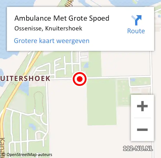 Locatie op kaart van de 112 melding: Ambulance Met Grote Spoed Naar Ossenisse, Knuitershoek op 28 februari 2015 04:46