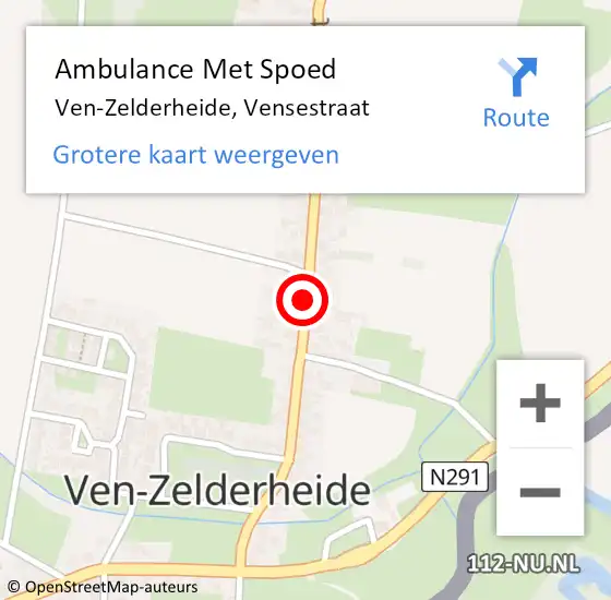 Locatie op kaart van de 112 melding: Ambulance Met Spoed Naar Ven-Zelderheide, Vensestraat op 28 februari 2015 07:28