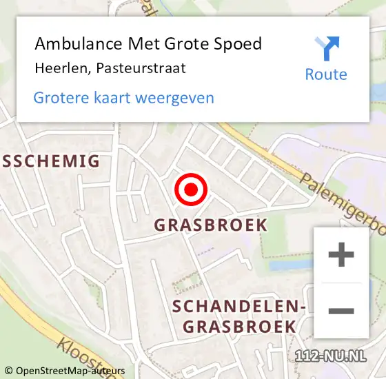 Locatie op kaart van de 112 melding: Ambulance Met Grote Spoed Naar Heerlen, Pasteurstraat op 31 oktober 2013 09:31